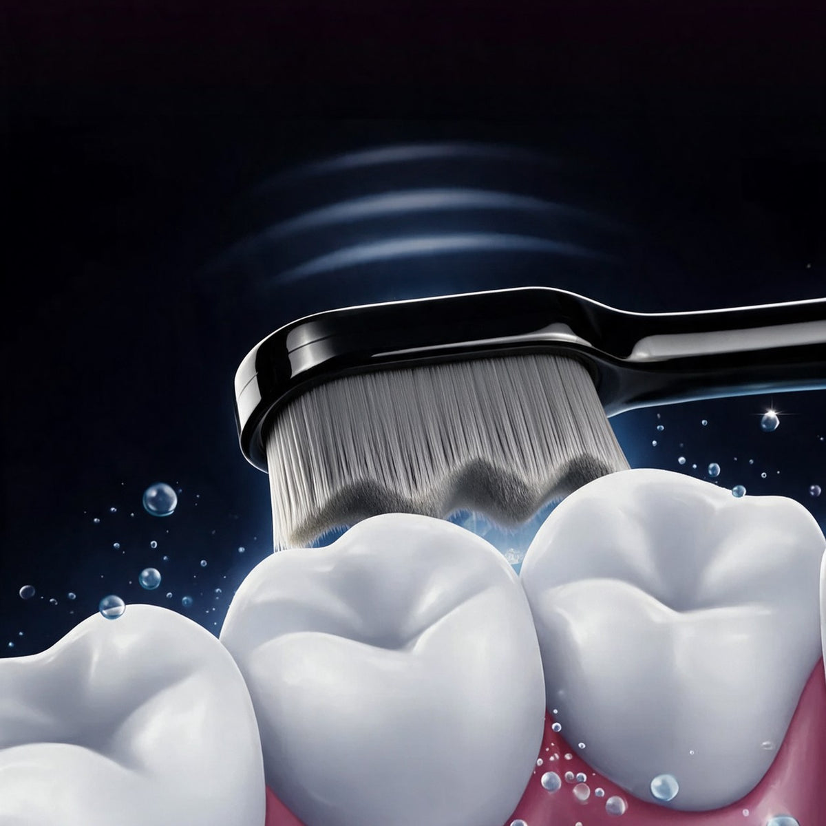 El Cepillo 3D NanoBrush llegando entre los dientes